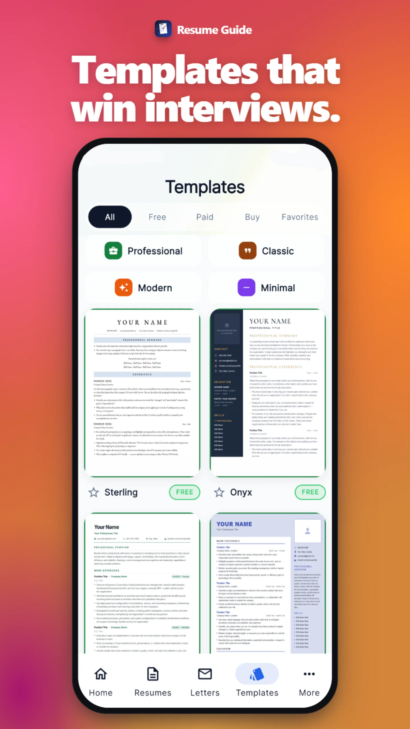 Templates that win interviews