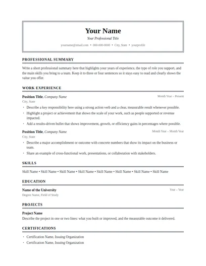 Farouha resume template preview