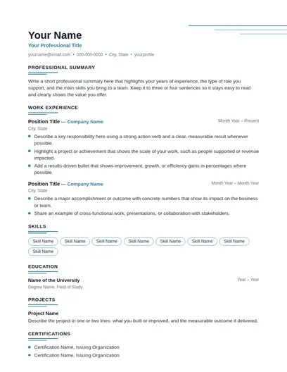 Aero resume template preview