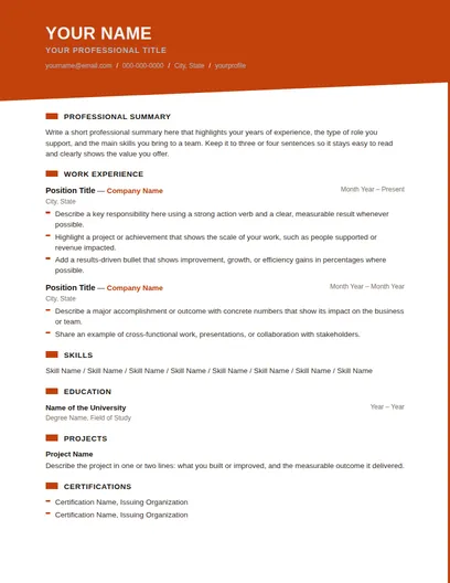 Apex resume template preview