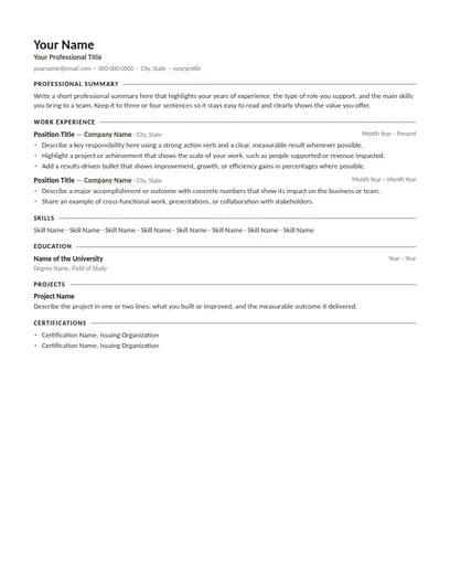 Barlow resume template preview