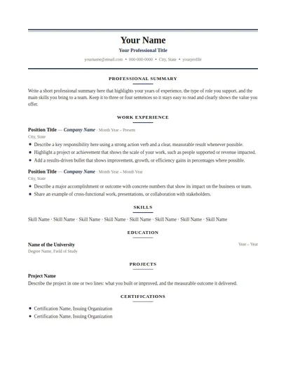 Berkeley resume template preview