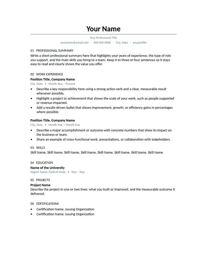 Birch resume template preview