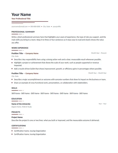 Taleen resume template preview