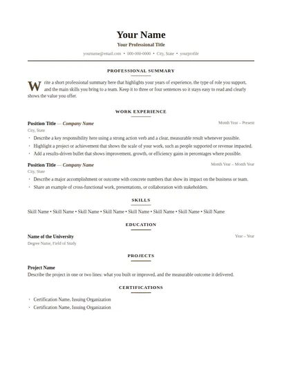 Carlisle resume template preview