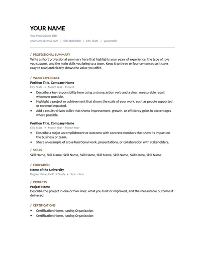 Cedar resume template preview