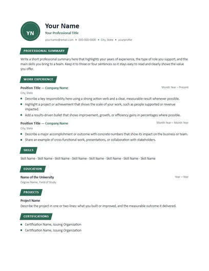 Colton resume template preview