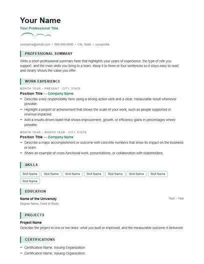 Crest resume template preview