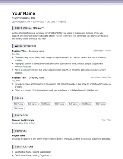 Drift resume template preview