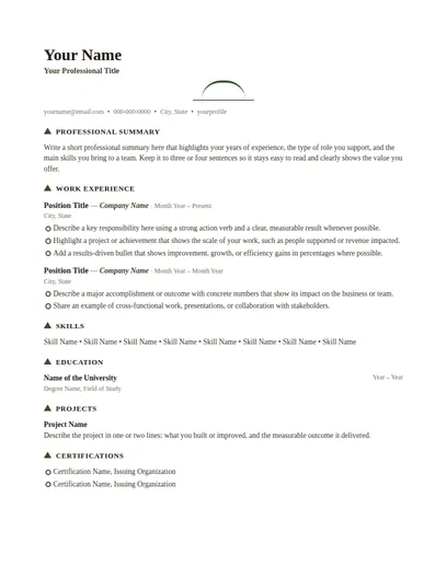 Eastwood resume template preview