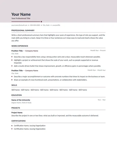 Ellery resume template preview