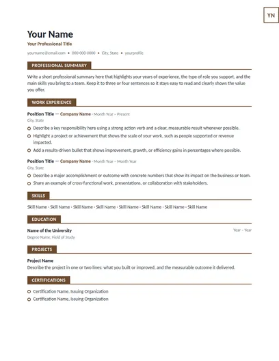 Ellsworth resume template preview
