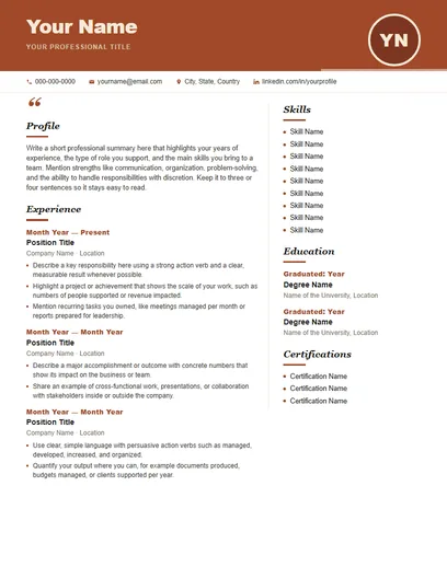 Ember resume template preview