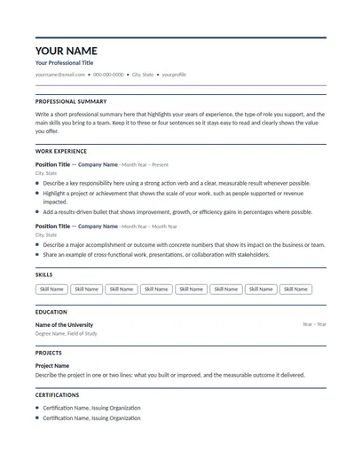 Everett resume template preview