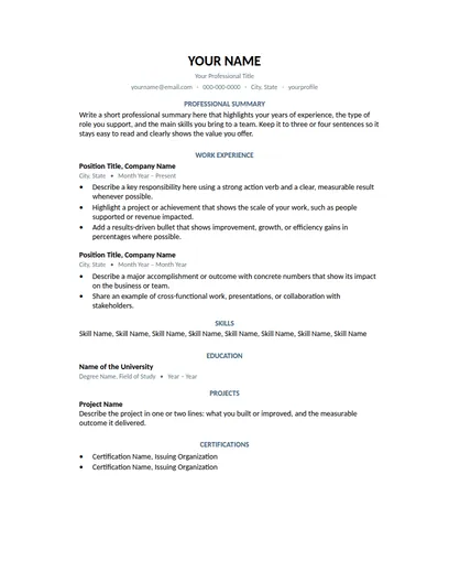 Fjord resume template preview