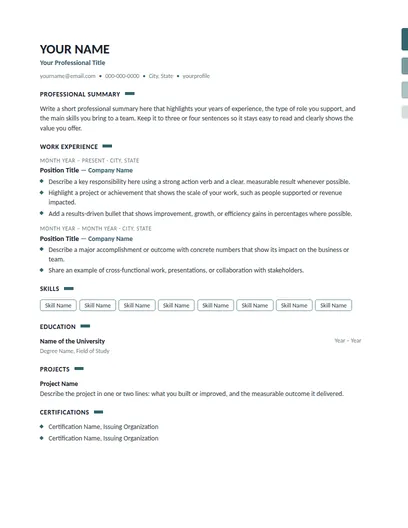 Fleming resume template preview