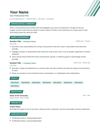 Flux resume template preview