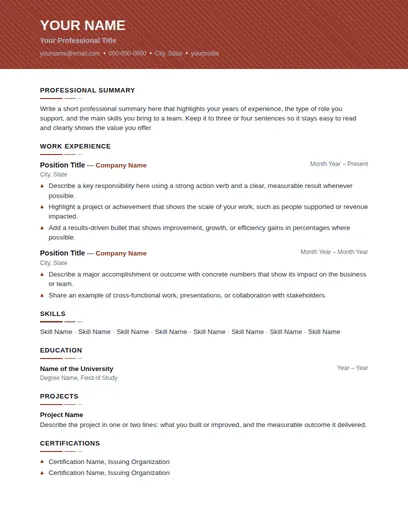 Forge resume template preview