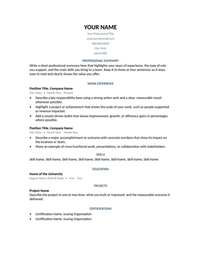Frost resume template preview