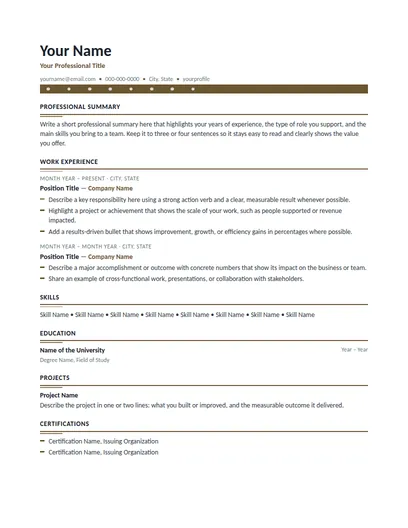 Fulton resume template preview