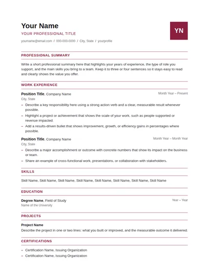 Murooj resume template preview