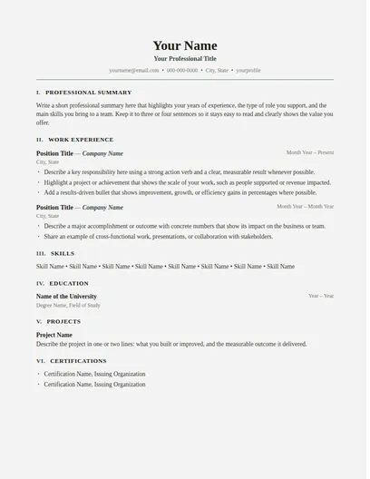 Grafton resume template preview