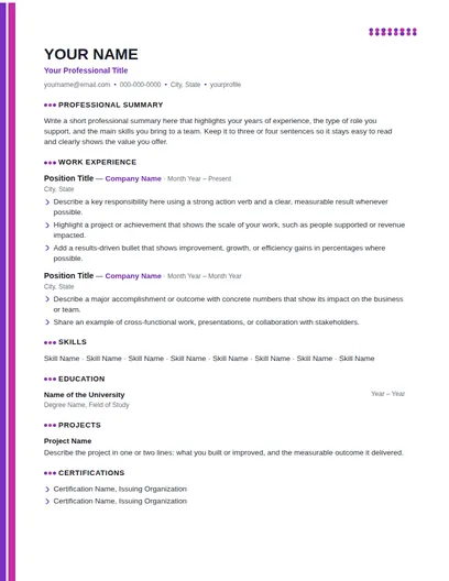 Helix resume template preview
