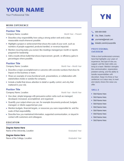 Hudson resume template preview