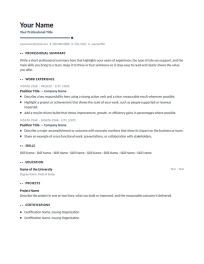 Ingram resume template preview