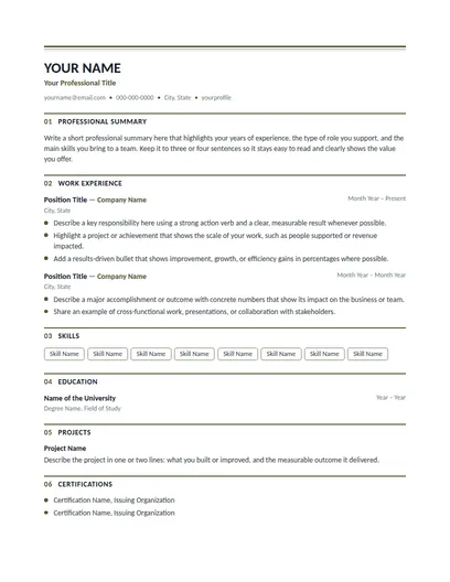 Jennings resume template preview