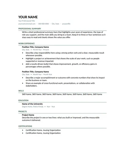 Juniper resume template preview