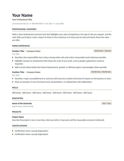Keaton resume template preview