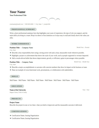 Kingswood resume template preview