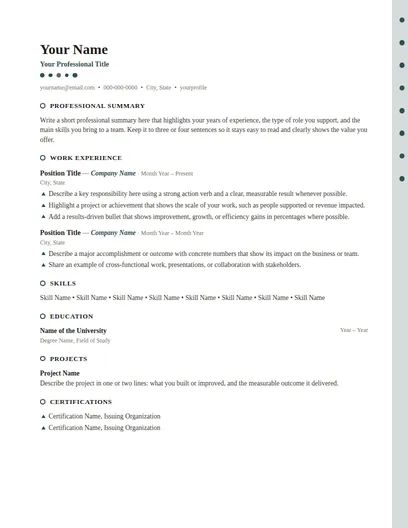 Langford resume template preview