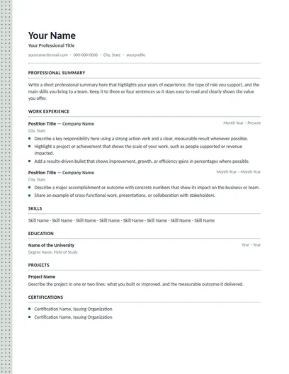 Langley resume template preview