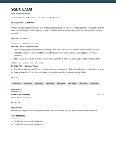 Lawson resume template preview
