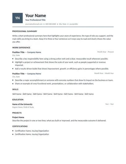 Lockwood resume template preview