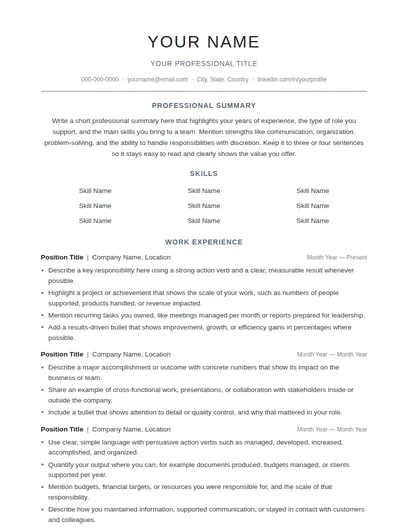 Daniah resume template preview