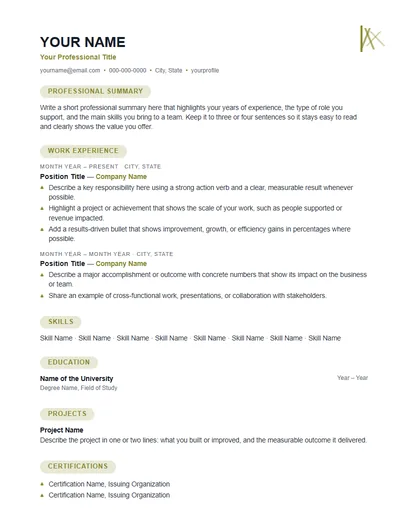 Lux resume template preview