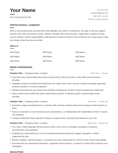 Marlow resume template preview