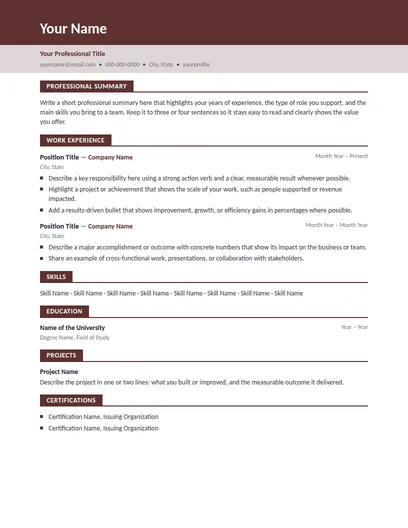 Mercer resume template preview