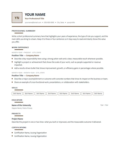 Merrick resume template preview