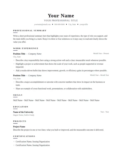 Montague resume template