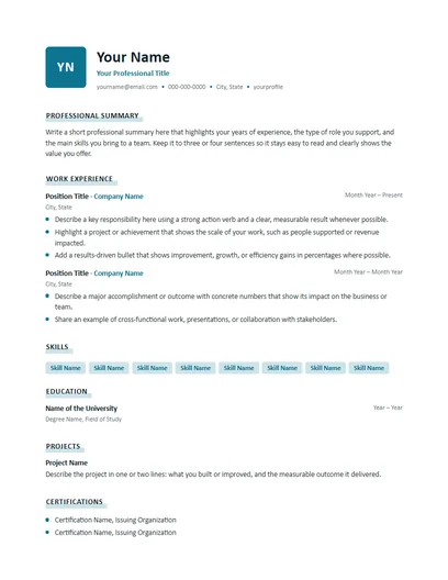 Mosaic resume template preview