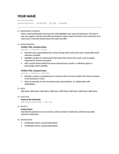 Dodo resume template preview