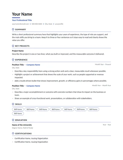 Orbit resume template preview