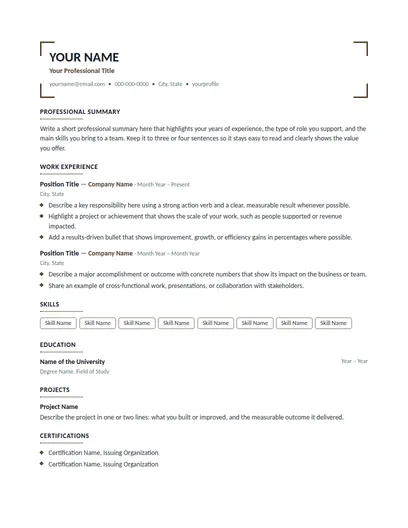 Osborne resume template preview