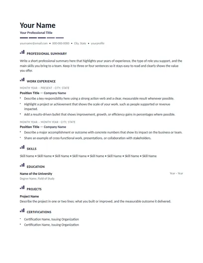 Quincy resume template preview