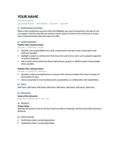 Reed resume template preview