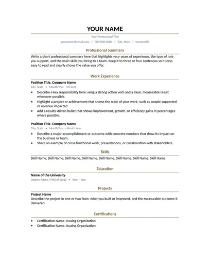 Rye resume template preview